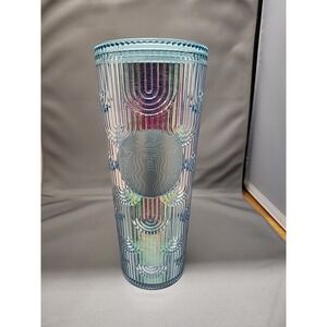 NEW Starbucks Spring 2022 Iridescent Mermaid Scales Tumbler Cup Venti 24 oz Teal